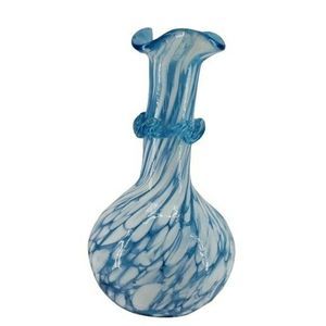 Venetian Mottled‎ aqua blue white 5.5" tall vase